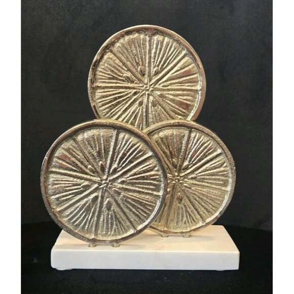 New Contemporary MCM Retro Lemon / Orange Slices Figurine Statue Room Decor - Picture 1 of 3